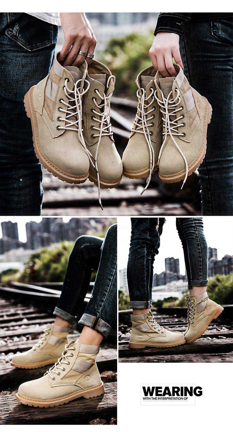 Thu đông 2018 phiên bản Hàn Quốc mới của xu hướng giày da cao cổ hoang dã giày sneaker nam chính hãng