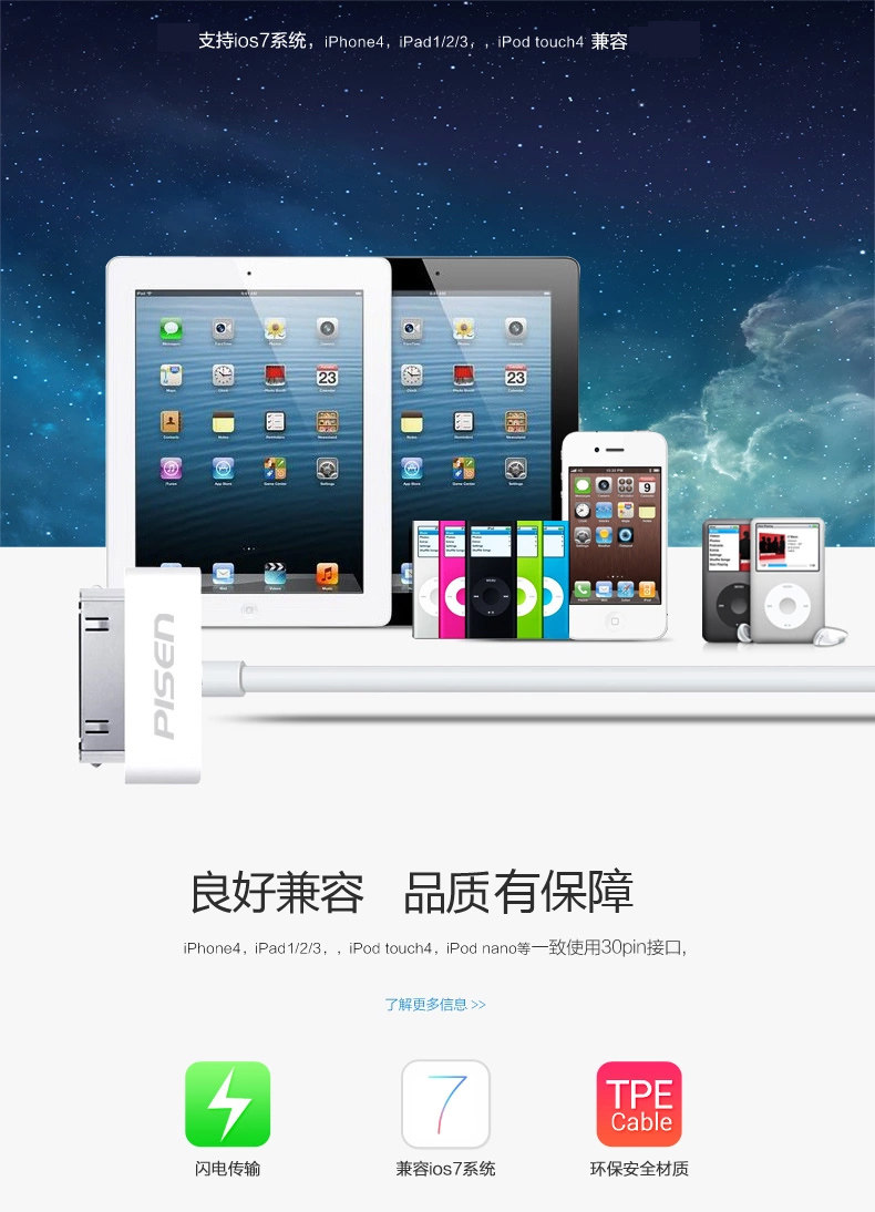 chargeur PISEN pour téléphones APPLE APPLE IPHONE4S - Ref 1291038 Image 6