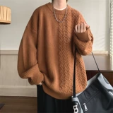 Свитер, демисезонный трикотажный кардиган для влюбленных, круглый воротник, изысканный стиль, оверсайз