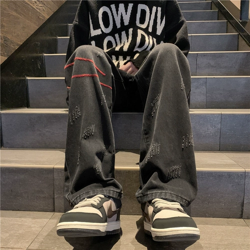 Летние тонкие джинсы, штаны, в американском стиле, оверсайз, подходит для подростков