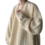 Свитер, демисезонный трикотажный кардиган для влюбленных, круглый воротник, изысканный стиль, оверсайз