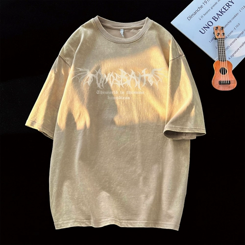 Летняя футболка, в американском стиле, короткий рукав, европейский стиль, изысканный стиль