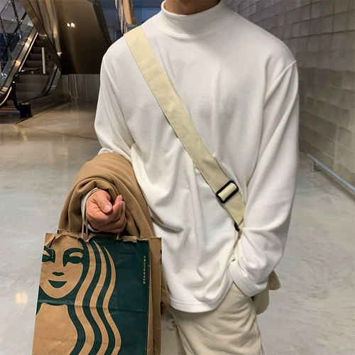 Толстовка для мальчиков, зимний белый базовый приятный телу лонгслив, высокий воротник, изысканный стиль