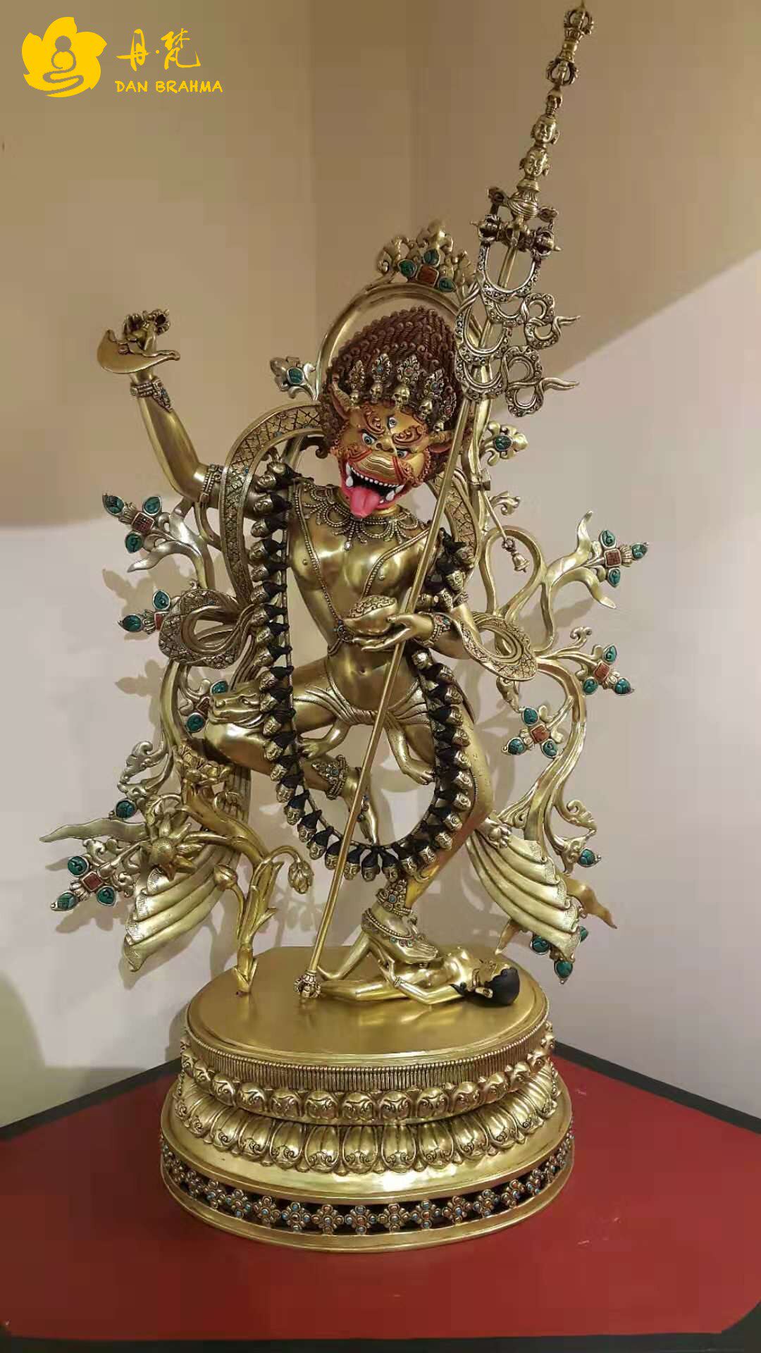 Lion Face Buddha Buddha Statue Nepal All-in-the-night gold Lion Air Line Mother bronze Bronze Sculpture of the Garage Master Seiko 76cm