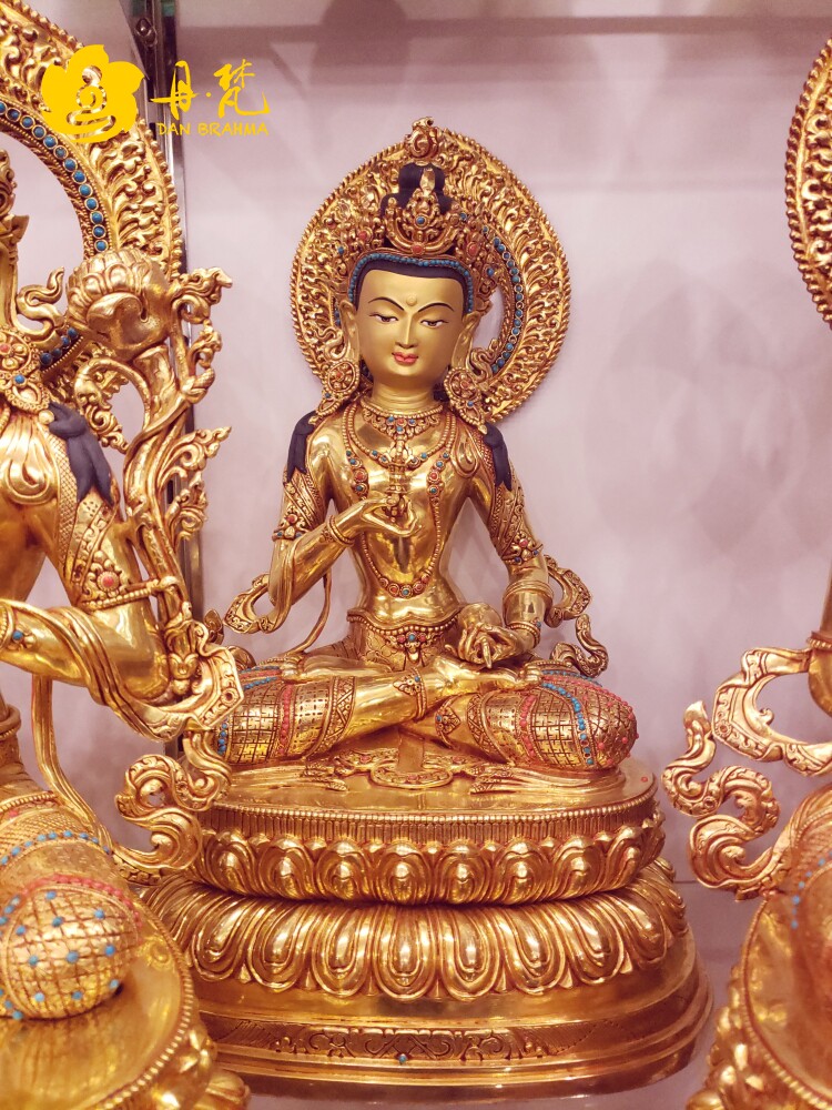 Nepal's Sakya Boutique Shuanglian Flower Block All Bless Gold King Kong King Kong Buddha Statue 1 ruler 6 Buddha height 50cm