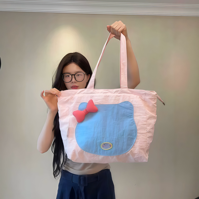 Dopamine Cat Shoulder Bag 2026 Summer Fashion Large Capacity Versatile Handbag Travel Commuting Tote Bag