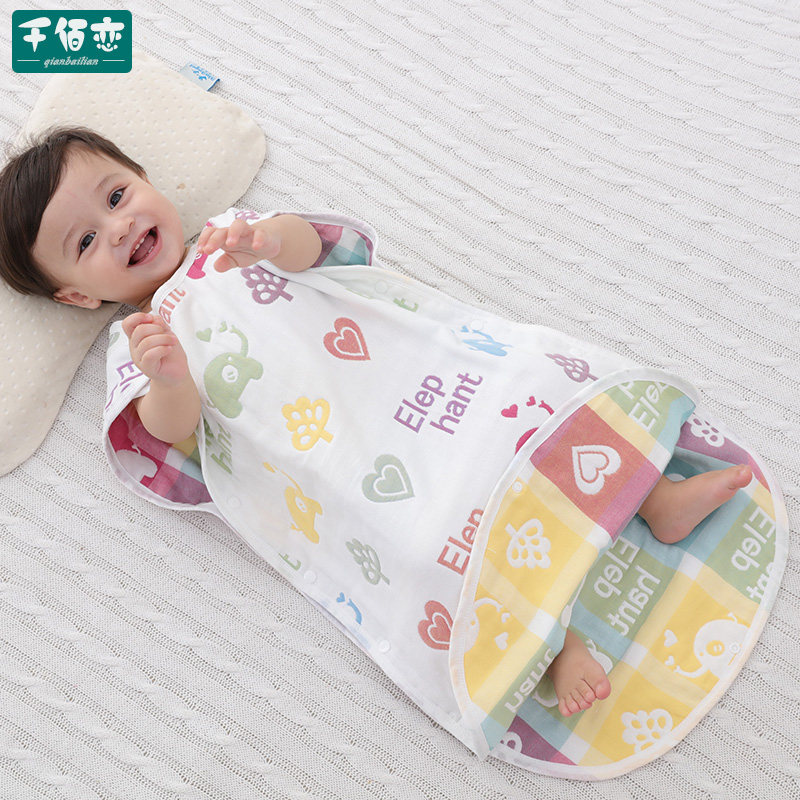 Vest-style sleeping bag children's summer gauze anti-kick quilt artifact anti-pedal summer air-conditioned room baby sleeping in summer