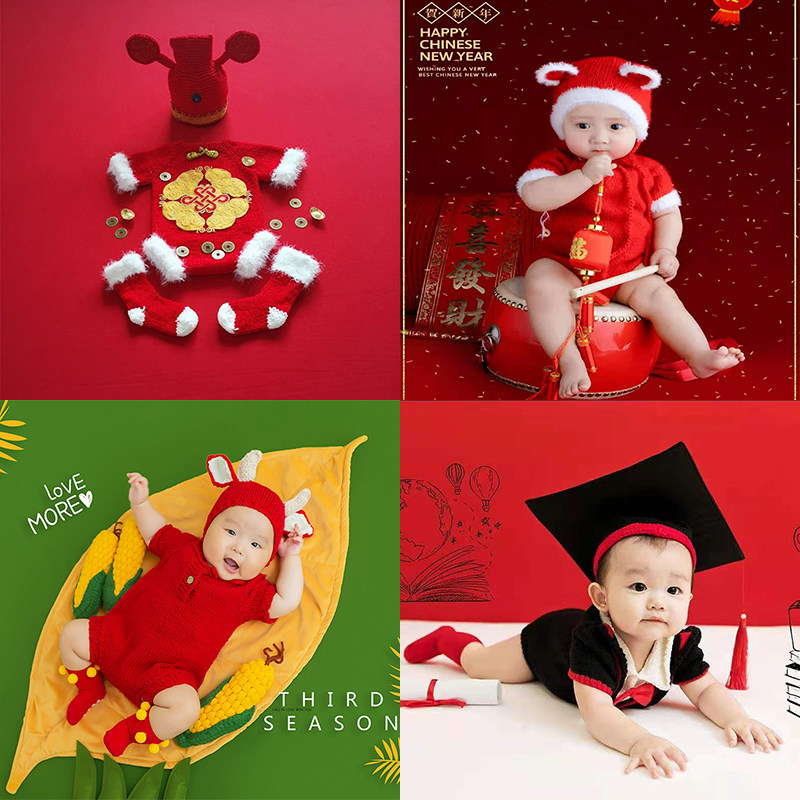 2022 New Children Photography Clothing Baby 100 Days Baby New Year Clothes Photo Gallery Themed Props Styling Tapestries