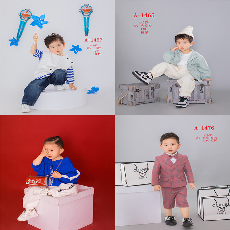 Exhibition new 2021 The children 3-5 years old Little Qing new photo Children's photo costumes Photographic costumes Suit Nordic Wind