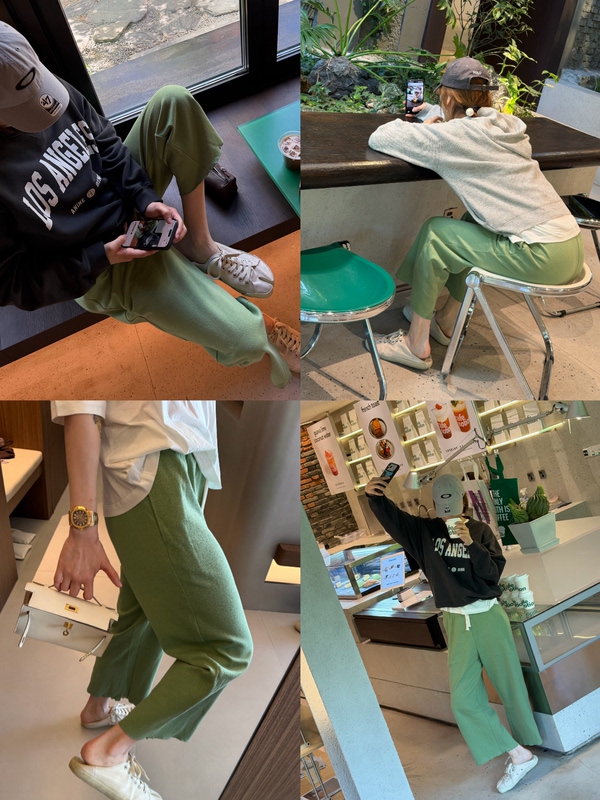 26 Spring/Summer Collection: Love the Gentle, Relaxed, Dry, Soft, Thin Terry 9-Point Casual Pants in Misty Dandelion Green + Minimalist Gray 26 Spring/Summer Collection: Love the Gentle, Relaxed, Dry, Soft, Thin Terry 9-Point Casual Pants in Misty Dandelion Green + Minimalist Gray
