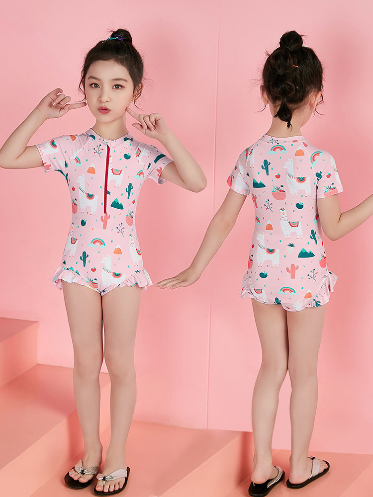 Children's swimsuit baby parent-child one-piece girl princess fan 2021 new small and medium-sized children hot spring swimsuit