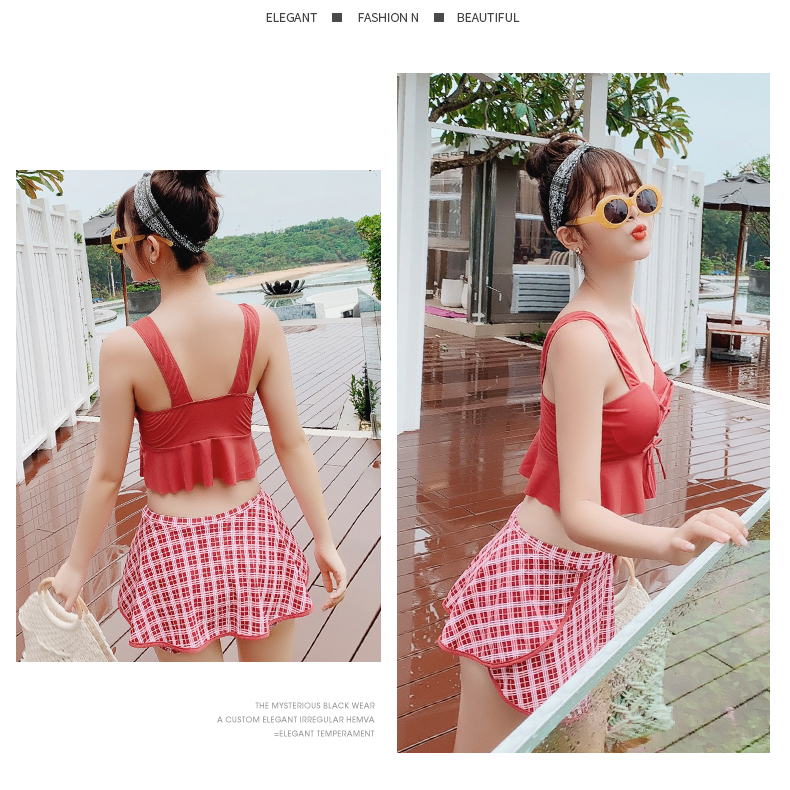 Bộ đồ bơi nữ 2018 mới siêu chia đôi Hàn Quốc khoe ngực nhỏ thu nhỏ dễ thương Nhật Bản đi biển bên bờ biển - Bộ đồ bơi hai mảnh 	đồ bơi 2 mảnh quần