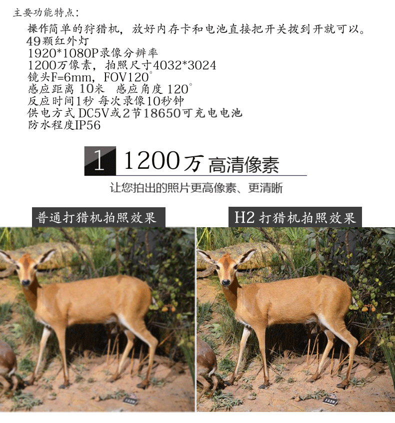 Máy ảnh săn bắn ngoài trời QOER H1 camera chống trộm HD camera giám sát camera hồng ngoại nhìn đêm - Máy quay video kỹ thuật số máy quay phim