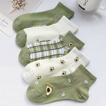 Green Socks Children Bull Oil Fruits Short Socks Low Bunch of Ins Shallow Mouth Thin Pure Cotton Boat Socks Day LOVELY SPRING SUMMER SEASON