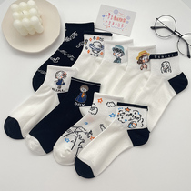 Spring and summer socks children Short socks ins Chains Chains Shot Summer women Sox thin black and white boat Sox cute days of pure cotton short sikhose