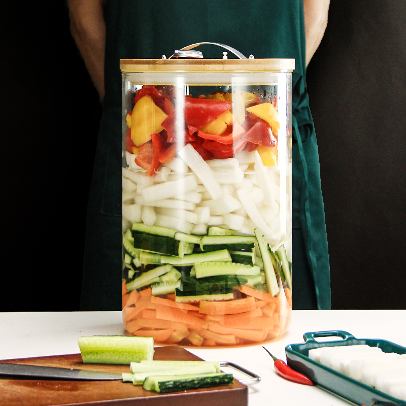 Pickle-altar glass thickens Sichuan pickle pickle jar pickled household sealed small acid glass cylinder