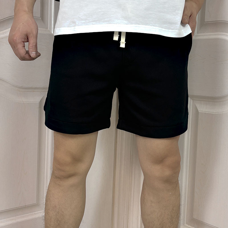 Black Cotton Quarter Shorts for Men, Summer American-Style Basketball Shorts, Running, Fitness, Squat, Sports Trendy Shorts