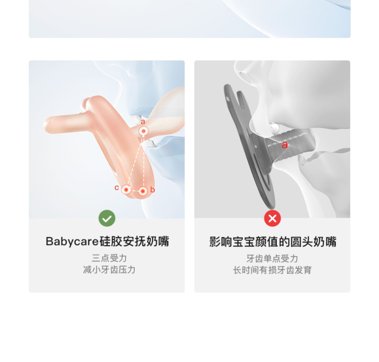 【中国直邮】bc babycare 硅胶安抚奶嘴无防尘盒 新生婴儿防胀气仿真母乳超软奶嘴 L 适合6个月以上的宝宝