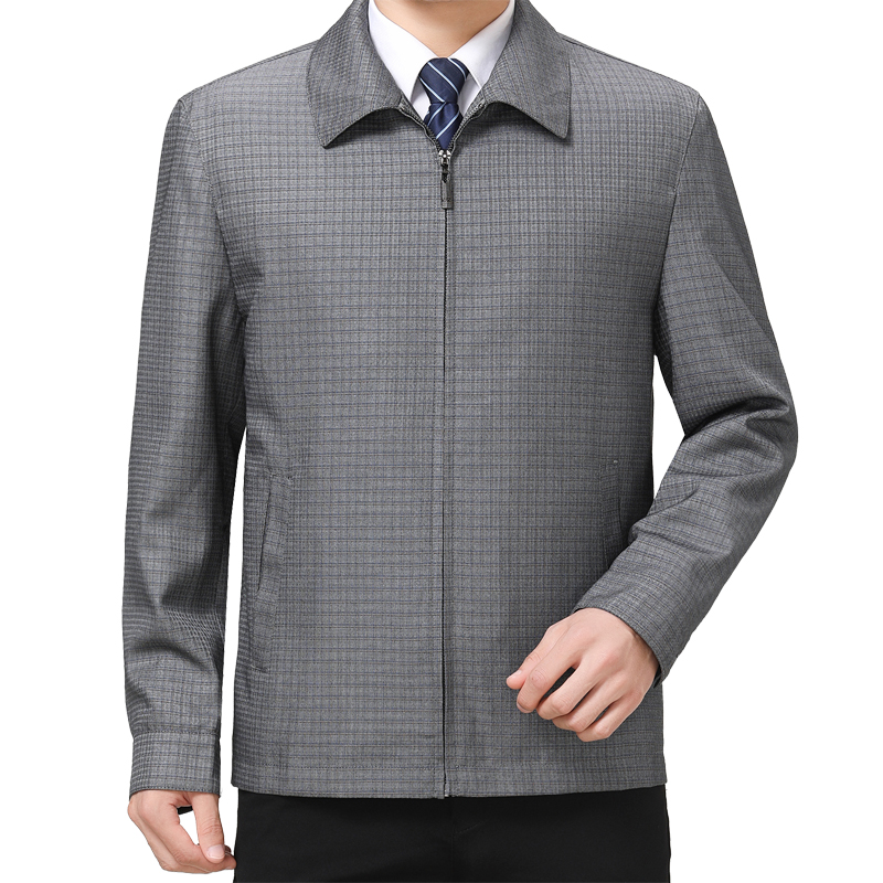 Leading Cadres Official Business Jacket Civil Servants Jacket Middle Aged Men Spring And Autumn Thin Eggplant Blouse Blouse Dad Dress