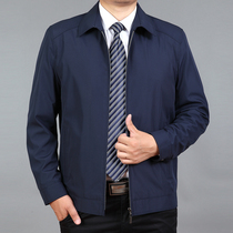 Middle-aged mens jacket jacket Middle-aged spring and autumn thin top Old-aged mens grandfather jacket shirt Dad outfit