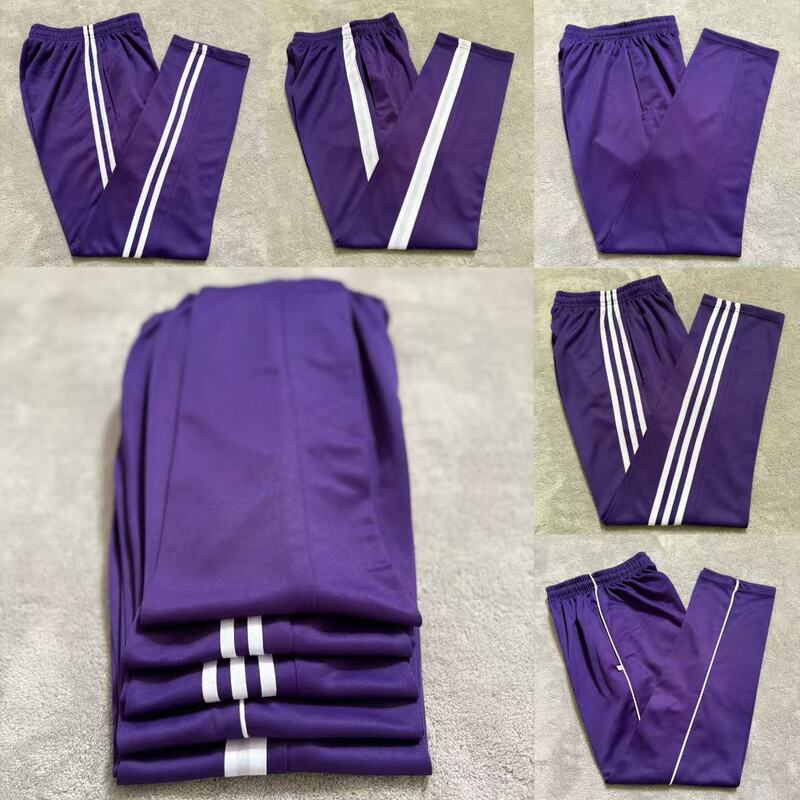 Student School Pants, Purple Straight-Leg, Elementary School, Spring and Autumn, Loose, Thin, White Stripe, Two or Three Stripes, Unisex School Pants