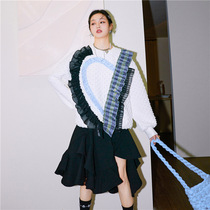 (Wake Up) Fast-style Collision Color Mesh Yarn of Agaric Side Musculature Womens Spring Asymmetry Design Sets of Baseball Shirts