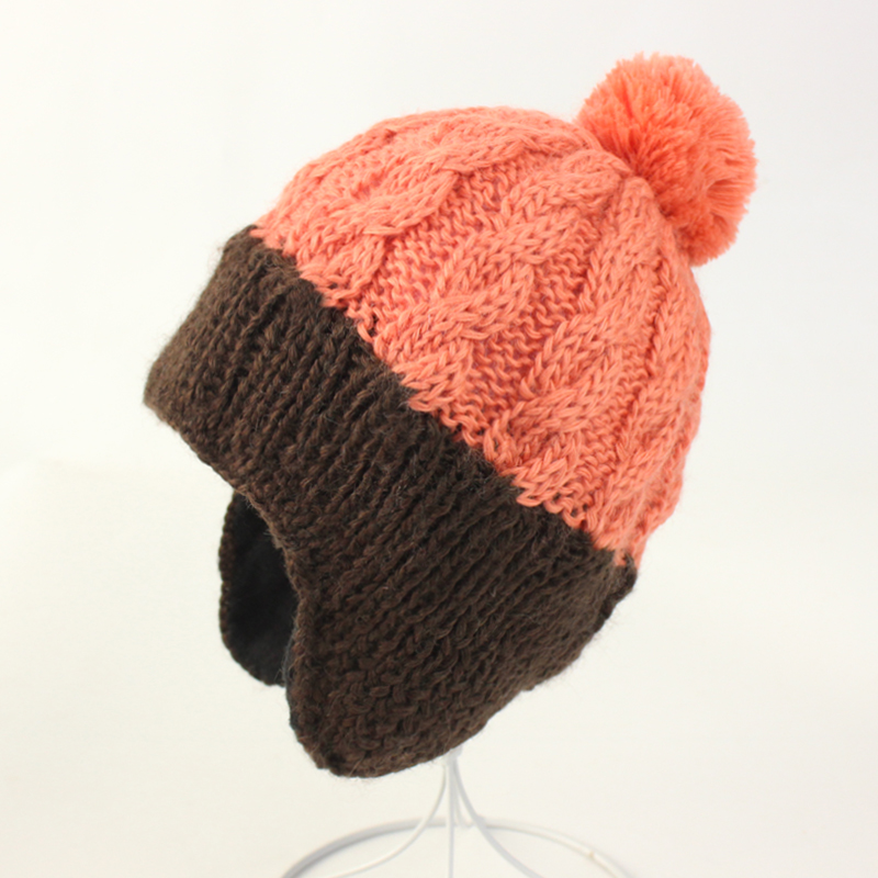 Export single autumn and winter women's wool hat hand-woven woolen hat winter outdoor sports ear protection ski hat women