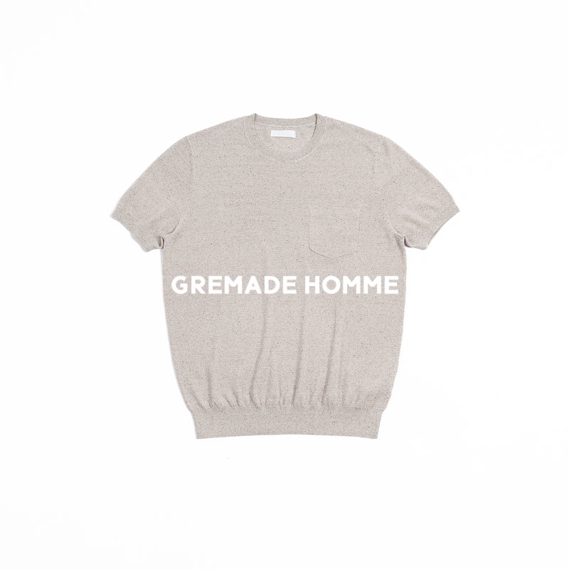 Gremade Consinee “Shark Skin” Textured Mulberry Silk Mixed Color Yarn Pocket Short Sleeve T-Shirt