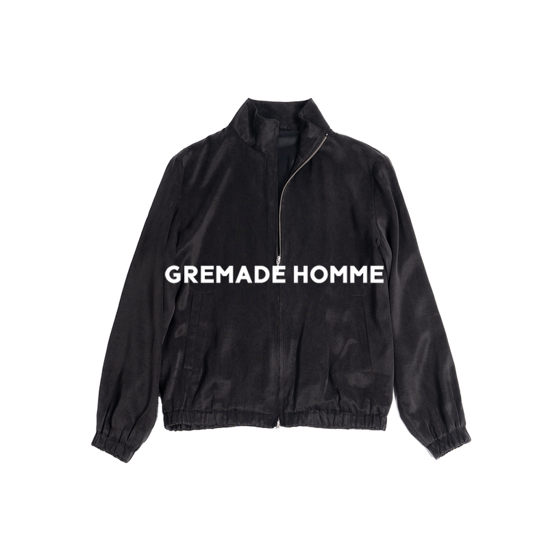 Gremade Matte Tencel Sand-Washed Drapey "Effortless" Zip-Up Elastic Cuff Coach Jacket