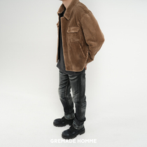 GREMADE RIRI zipper imported mink fur embroidered vertical strip western style gentry lapel jacket