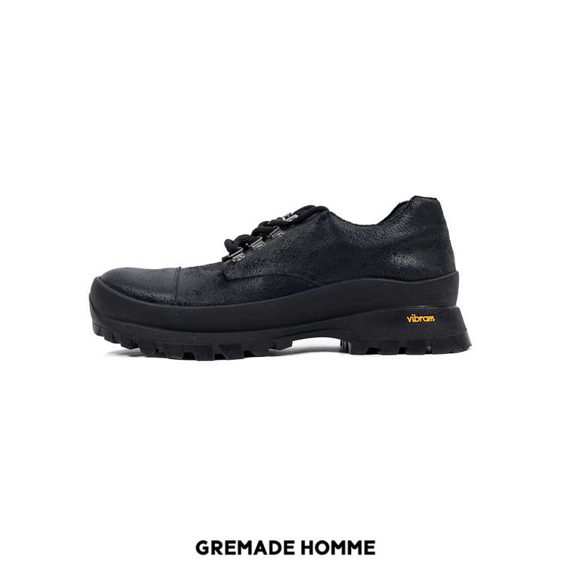 Gremade Italian Virbam First-Layer Cowhide Waxed Waterproof Outdoor Hiking Height-Increasing Derby Shoes