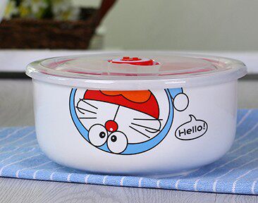 Jingdezhen Ceramic with lid Refreshing Bowl Microwave Oven Lunch Box Student Bubbling Noodles Bowl box Bone Porcelain Cute Medium Bowl