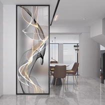 New art glass half-wall living room screen partition aisle painted double-sided frosted entrance hall custom-made light