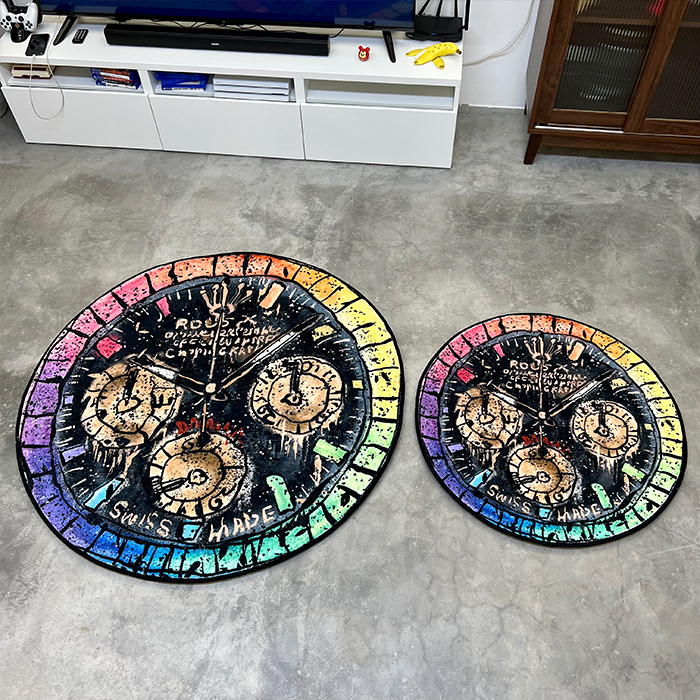 Self-Designed Rainbow Rolex Daytona Trendy Home Carpet Computer Desk Sofa Living Room Carpet Round Shape
