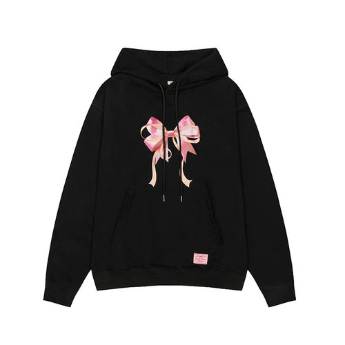 Утепленная толстовка с бантиком, этнический стиль, круглый воротник, с вышивкой, оверсайз