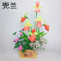 New Silk Mesh Flower Paphiopedilum Paddle Flower Four-leaf Grass Material Package for Novice diy Handmade Package