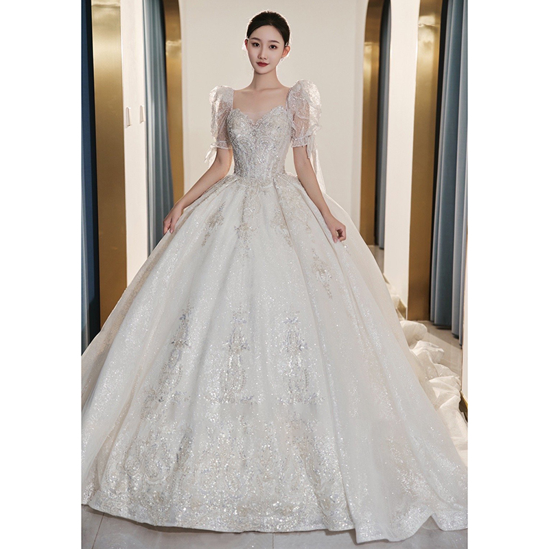 French main wedding dress 2024 new bride high -end texture heavy work small workers, small pregnant women go out, light yarn big trailer female French main wedding dress 2024 new bride high -end texture heavy work small workers, small pregnant women go out, light yarn big trailer female