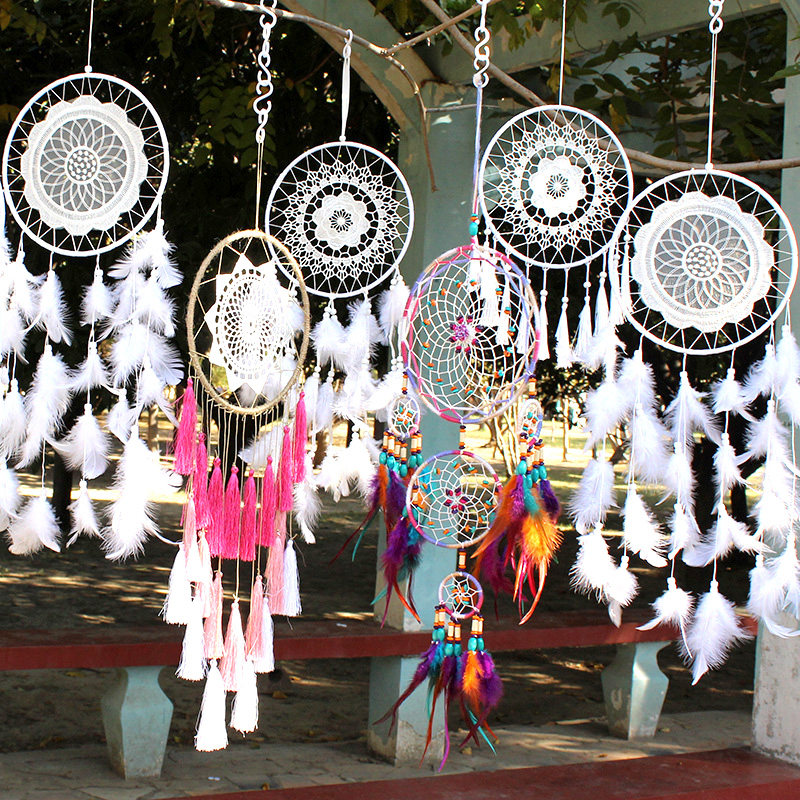 Dream Net white feather hanging piece windbell hanging decoration Indian dream mesh wedding wedding ceremony decoration