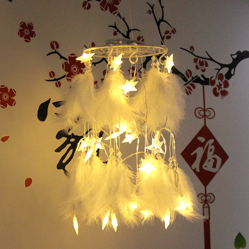 Indian feather dreamcatcher pendant Lighting creative dream net decoration Wind bell pendant Indoor hanging gift