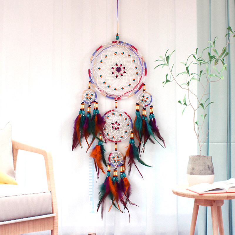 Dream Net decoration room colored feather windbell hanging dream net creative hanging piece girlfriend's birthday present