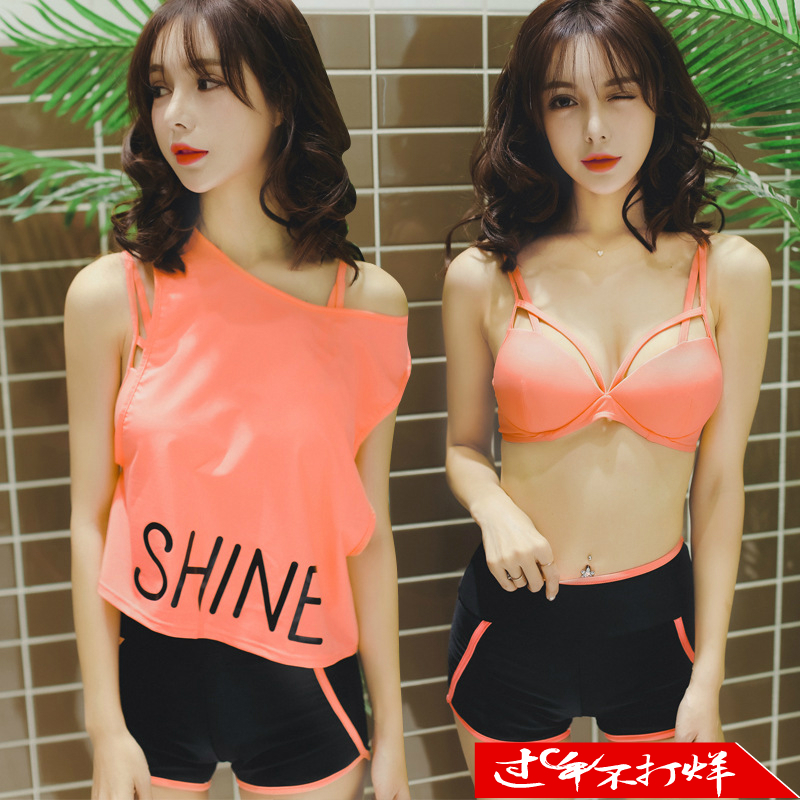 Korean version of the new swimsuit sport Sexy steel entrusted with two style flat corners Three sets of swimsuit spa women swimsuits