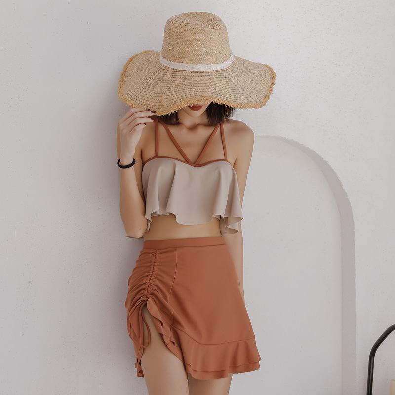 South Korea's new spa two style skirt-style three sets of swimwear women's fashion sexy sashimi bikini