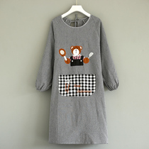 Good-looking apron pure cotton soft home kitchen long-sleeved breathable high-end cooking overcoat apron womens summer