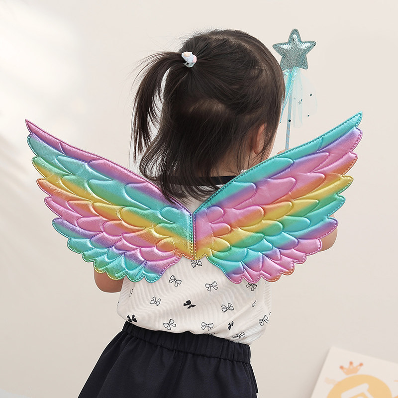 Net red macaron elf angel wings Children's Day stage dress up back decoration girl's birthday decoration props