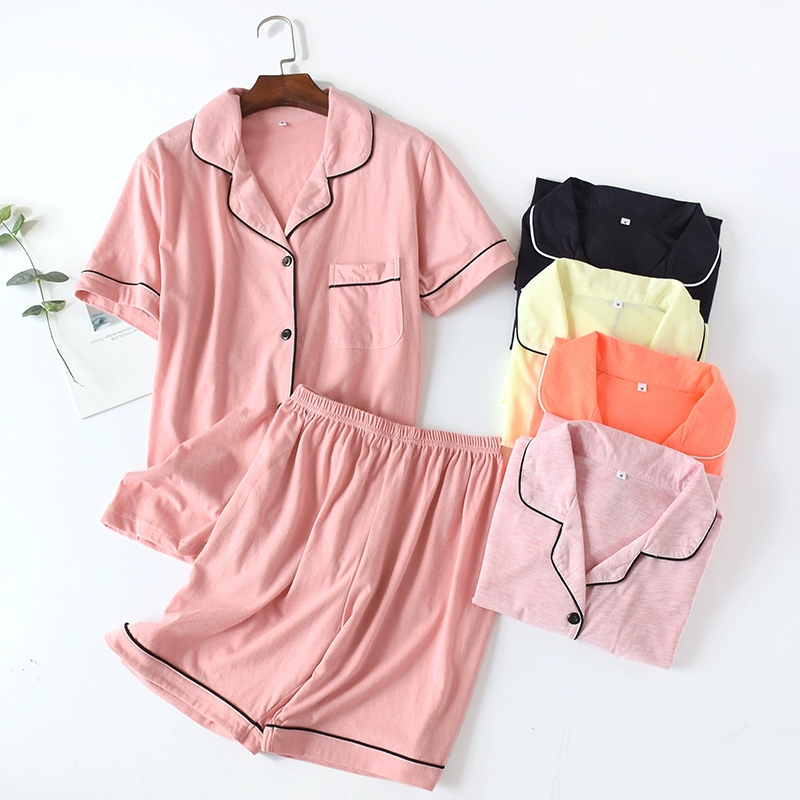 Bộ đồ ngủ nữ mùa hè modal quần short tay ngắn cardigan mỏng dịch vụ gia đình nữ mùa hè lỏng lẻo phù hợp với XL - Bộ Pajama