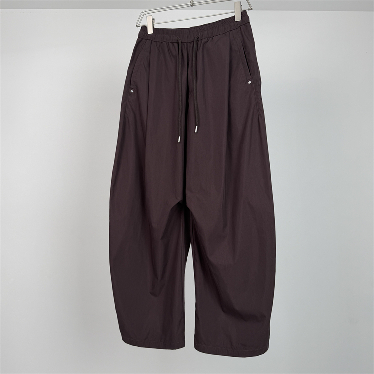 【Sichuan】Summer New American Retro Pleated Minimalist Wide-Leg Scimitar Pants for Men, Elastic Waist, Versatile Casual Pants, Trendy