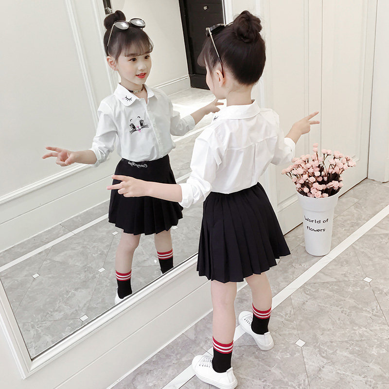 Girls 'Shirts spring 2021 new Korean children's suit Girls' long-sleeved tops Women's big children's spring and autumn white shirts