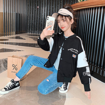 Childrens clothing girls coat spring and autumn 2021 new fashion Korean version of the childrens jacket foreign style autumn baseball uniform