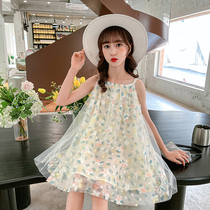 Girls hanging band dress Summer children sleeveless dress dress foreign air fashion Shoulders Princess dress Korean version Vest Skirt