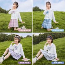 jk uniform skirt genuine set primary and secondary school students spring and autumn childrens college style girls long sleeve shirt pleated skirt